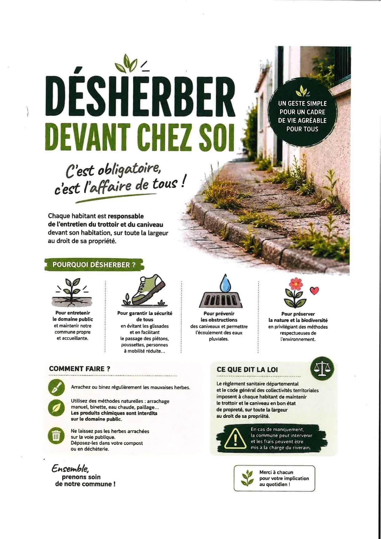 Photo actualité Désherber devant chez soi
