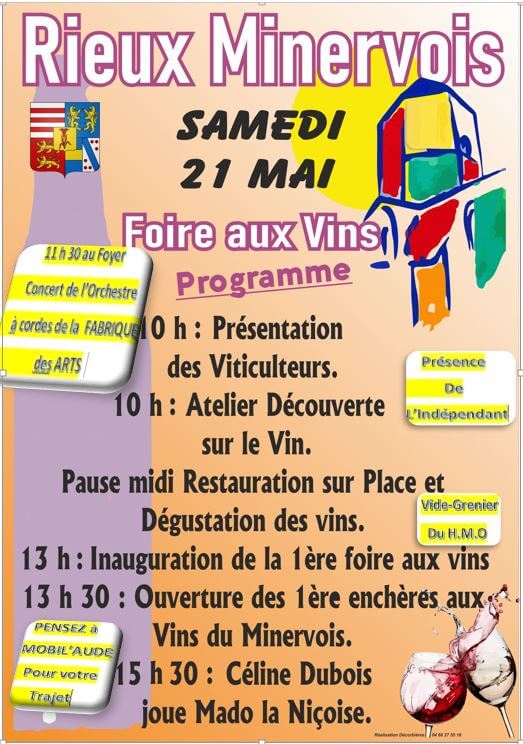 Photo actualité Samedi 21 mai 2022 à Rieux-Minervois : FOIRE AUX VINS et 1ère VENTE AUX ENCHERES