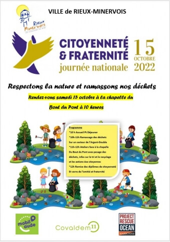 Photo actualité Samedi 15 octobre 2022 : Journée de la Citoyenneté et Fraternité : Respectons la Nature et ramassons nos déchets