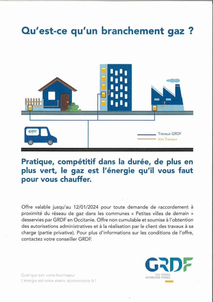 Photo actualité GRDF: Offre de branchement au réseau de gaz de Rieux avec 