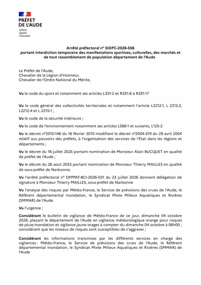 Photo actualité Arrêté Préfectoral 